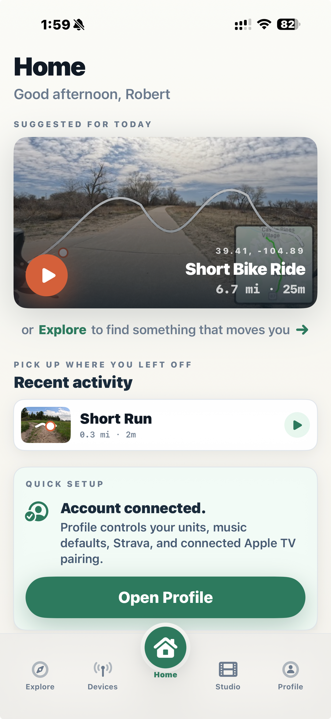 TerraFlo Home tab showing a suggested route